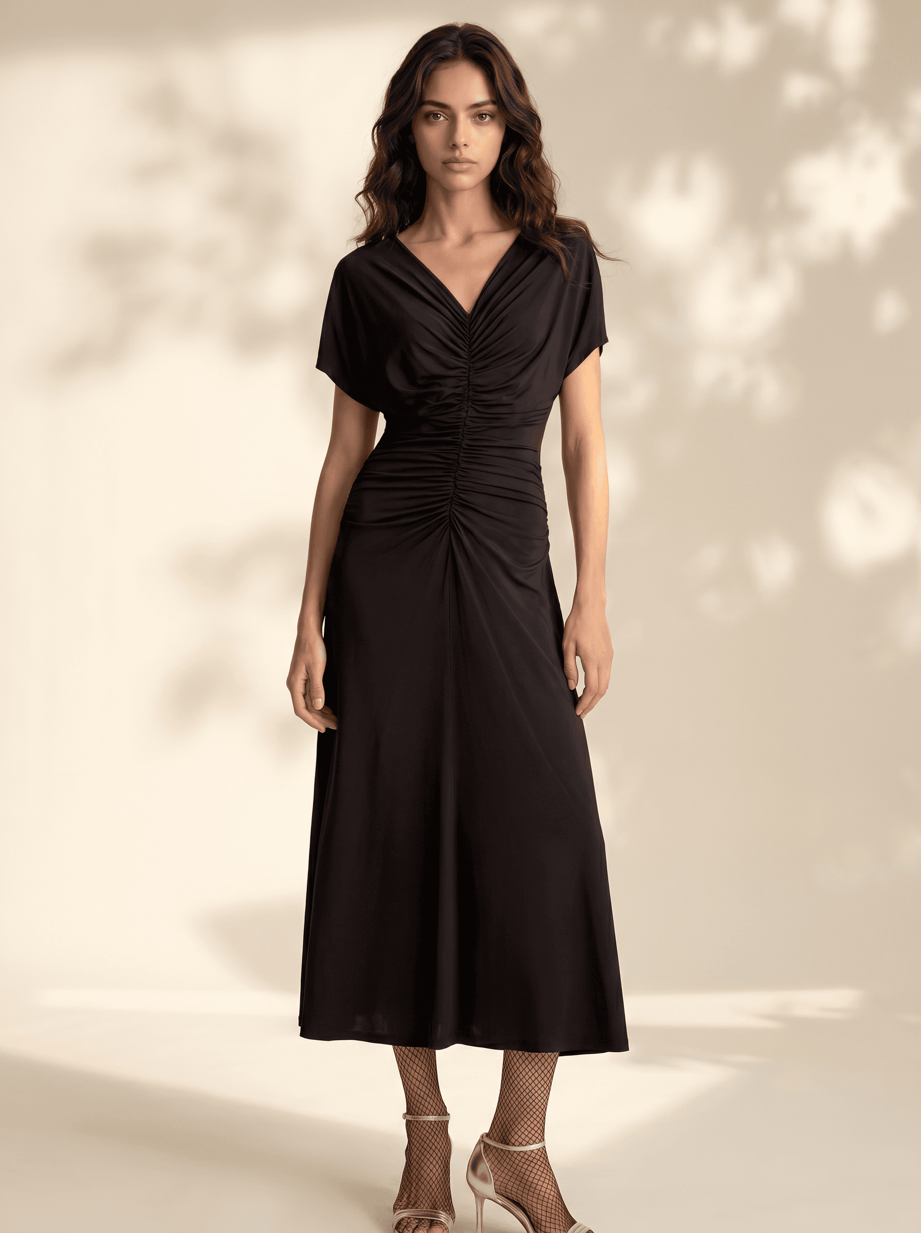 The Elara Ruched Midi Dress